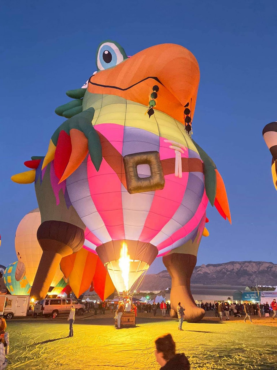 The Albuquerque New Mexico Balloon glow begins with beautiful themed hot air balloons 