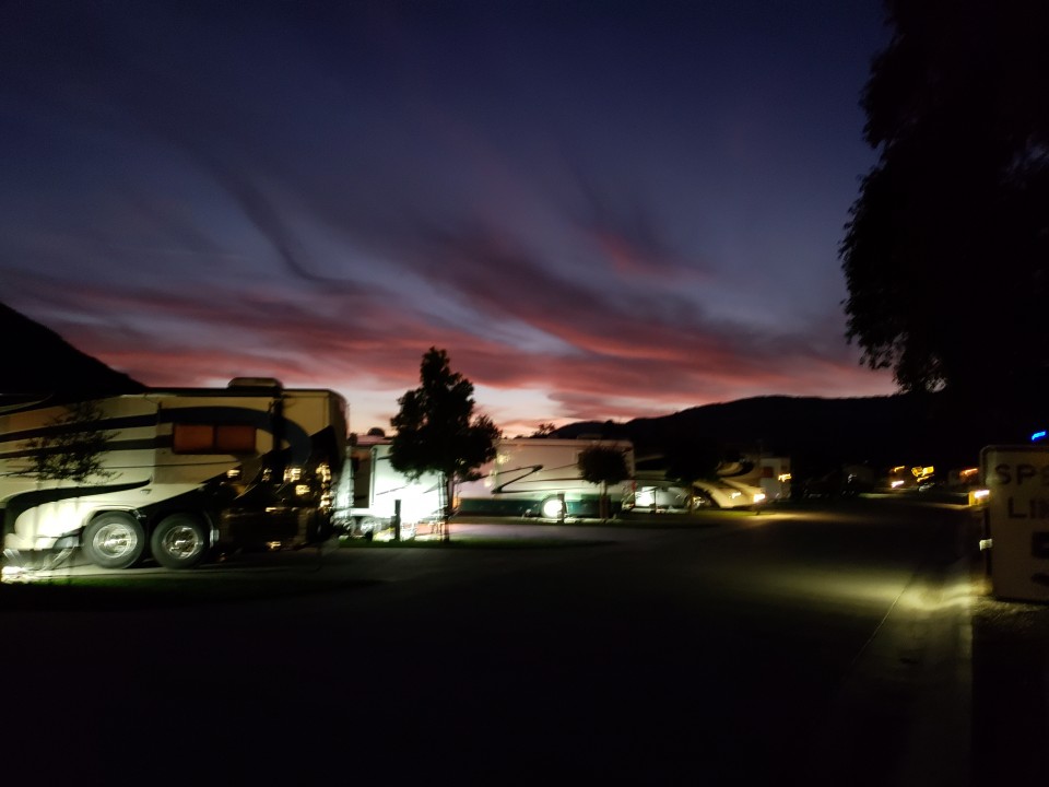 A spectacular sunset here at Pala Casino to end a spectacular Rainbow RV Christmas Rally.......It will hard to break away from this beautiful RV Park setting.......