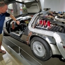 Matt with Back to the Future DeLorean, Peterson Museum in Los Angeles.