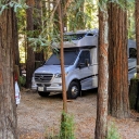Our site at Cotillion Gardens RV Park just east of Santa Cruz.  Beautiful area where the redwoods are within miles of the beautiful Monterrey Bay.  Looking forward to gathering at Pismo in a few weeks,